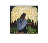 DryNda Diego Rivera Poster Girl And Flowers Wall Art Painting Canvas Gift Living Room Prints Bedroom Decor Artworks 16x16inch(40x40cm)