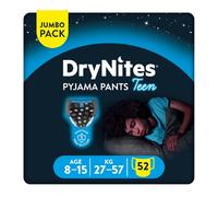 DryNites, Boys' Pyjama Pants, Sizes 8-15 Years (52 Pants) - Discrete Night Time Pants - Maximum Protection to Manage Child and Teen Bed Wetting