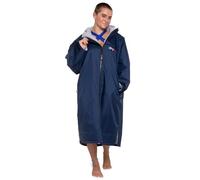 Dryrobe Advance LONG SLEEVE Change Robe - Stay Warm and Dry - Windproof Waterproof Oversized Poncho Coat - Swimming, Surfing, OCR Events (Medium - Navy/Grey)