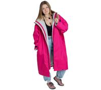 Dryrobe Advance - The Original Long Sleeve Waterproof Changing Robe - Oversized Coat with Fleece Lining - for Beach, Cold Water Wild Swimming, Surfing - Large - Pink/Light Grey