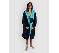 Dryrobe® Advance - The Original Long Sleeve Waterproof Changing Robe - Oversized Coat with Fleece Lining - for Beach, Cold Water Wild Swimming, Surfing - Extra Small - Black/Blue