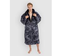 Dryrobe Advance - The Original Long Sleeve Waterproof Changing Robe - Oversized Coat with Fleece Lining - for Beach, Cold Water Wild Swimming, Surfing - Extra Small - Black Camo/Black