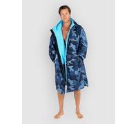 Dryrobe Advance - The Original Long Sleeve Waterproof Changing Robe - Oversized Coat with Fleece Lining - for Beach, Cold Water Wild Swimming, Surfing - Extra Small - Blue Camo/Blue