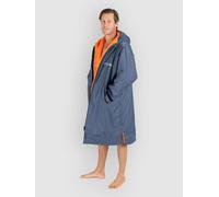 Dryrobe Advance - The Original Long Sleeve Waterproof Changing Robe - Oversized Coat with Fleece Lining - for Beach, Cold Water Wild Swimming, Surfing - Extra Small - Dark Grey/Orange