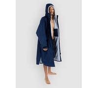 Dryrobe Advance - The Original Long Sleeve Waterproof Changing Robe - Oversized Coat with Fleece Lining - for Beach, Cold Water Wild Swimming, Surfing - Medium - Navy/Grey