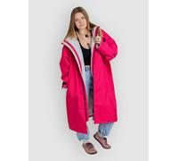 Dryrobe Advance - The Original Long Sleeve Waterproof Changing Robe - Oversized Coat with Fleece Lining - for Beach, Cold Water Wild Swimming, Surfing - Extra Small - Pink/Light Grey
