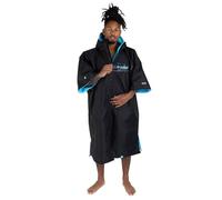 Dryrobe® Advance Short Sleeve Waterproof Changing Robe - REMIX Range - Hooded Jacket for Beach, Cold Water Wild Swimming, Surfing - Adults Medium - Black Blue Camo