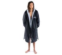 Dryrobe Advance - The Original Long Sleeve Waterproof Changing Robe - Oversized Coat with Fleece Lining - for Beach, Cold Water Wild Swimming, Surfing - Medium - Black Grey Camo