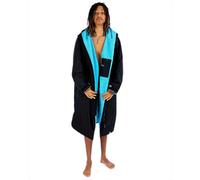 dryrobe Advance Waterproof Changing Robe - Long Sleeve Oversized Change Robe Coat with Fleece Lining - Hooded Jacket for Beach, Wild Swimming, Surfing (dryrobe Adult Large - Black/Blue)