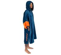 Dryrobe® Full Zip Organic Towel Swim Robe - Long Sleeve Hooded Surf Poncho Changing Robe - 100% Organic Cotton - for Swimming, Beach, Surfing - Small - Deep Sea Blue