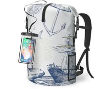 DRYSAFE Waterproof Dry Bag Heavy Duty Marine Dry Bags for Kayaking Hiking Anchor Nautical Lighthouse Backpack Roll-Top Closure Bag - Backpack Waterproof Phone Case 35L/55L/85L