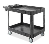 Dryser Utility Service Cart with Wheels, 46" x25" Heavy Duty 550 lb. Capacity with Shelves - 2 Tier Rolling Cart with Two 5" Swivel Casters for Warehouse, Garage, Cleaning