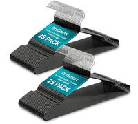 DrySmart 50 Pack Premium Rubber-Coated Metal Clothes Hangers - Heavy-Duty, Non-Slip, Space-Saving Coat Hangers for Adults, Ideal for Shirts, Suits, Jackets & Wardrobes (Black)
