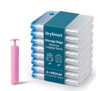 DrySmart 8 Vacuum Storage Bags with Hand Pump, (50 x 70cm) Medium Compression Storage Pack with Zip Seal, Space Saver Vacuum Pack Bags for Clothes, Bedding, Blankets, Luggage, Travel & Home