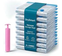 DrySmart 8 Vacuum Storage Bags with Hand Pump, (80 x 110cm) Jumbo Compression Storage Pack with Zip Seal, Space Saver Vacuum Pack Bags for Clothes, Bedding, Blankets, Luggage, Travel & Home