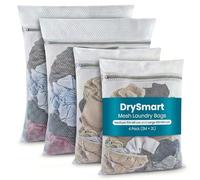 DrySmart Mesh Laundry Bags for Washing Machine, 2 Large 60x50cm & 2 Medium 50x40cm Reusable Delicates Washing Bag, Fine Net for Clothes, Lingerie, Socks, Bra & Laundry Care