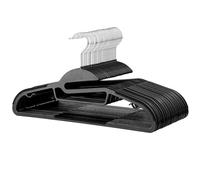 DrySmart Pack of 20 Heavy Duty Black Coat Hangers, 0.5cm Thick, S-Shaped Opening, Non-Slip Plastic Clothes Hanger Space Saving Slim Design, 360° Swivel Hook Durable Hangers for Clothes