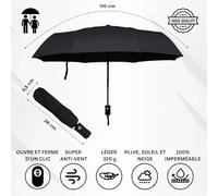 drytogo Stormproof Umbrella, 3 Sizes, Diameter 95 cm, Diameter 100 cm, Diameter 105 cm, Lightweight Pocket Umbrella, Small Umbrella for Travel and Everyday Use, Automatic Open and Close, for Men and