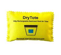 DryTote Rechargeable Desiccant Pack (Pack of 25), Ultimate Moisture Absorption, Color Change Indicator, Safe Storage Protection, Large Capacity 200 Gallons, 100g, Yellow