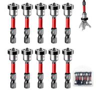 Drywall Bit Attachment with Depth Stop, Magnetic Drywall Screw Setter Bits, 1/4" Hex Shank Drywall Screw Bit, PH2 Positioning Screwdriver Bits with Removable Collar for Plasterboard Screws (10PCS)