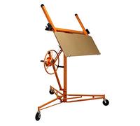 Drywall Hoist Plaster-Board Lifter Panel Jack Tool 11ft Reach 68kg Lifting Capacity 10cm Caster Wheels Foldable Mobile Lockable Heavy Duty Commercial DIY T-Mech