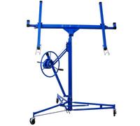 Drywall Lift, 16FT Panel Hoist with Built-in Winch & Brake, Adjustable Rolling Jack for Ceiling & Wall Installation, Sturdy Welded Steel, 150 lbs Load Capacity (Blue)