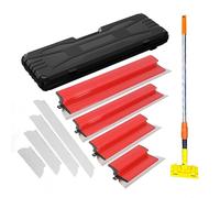 Drywall Plastering Spatula Set, 11pcs(4*Surface Spatula+4 Replacement +Adjustable Holder+1.2m Extension Pole+Transport Case), Professional Plastering Tools for Smoothing Walls