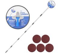 Drywall Pole Sander,30 to 86 Inch Circular Sander with Adjustable Extension Pole, Manual Hand Drywall Sander for Walls and Ceilings, Includes 5pcs Sanding Sheets (80, 100, 120, 180, 240 Grit)