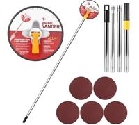 Drywall Pole Sander, 9In Round Dry Wall Sander with Extension Pole 360 Degree Rotation Hand Radial Sanders Complete with 5pcs Sanding Sheets (80, 100, 120, 180, 240 Grit)