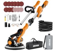 Drywall Sander, 1050W Electric Drywall Sander with Vacuum Dust Collection, 2100RPM Wall Sander with 7 Variable Speed, Foldable & Extendable Handle, Double-Deck LED Light, Dust Bag and Hose