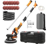 Drywall Sander 1250W,11.5A Electric Drywall Sander with Vacuum,with 12 PCS Sanding Discs, 5 Variable Speed, Extension Handle,LED Light,Variable Speed 500-1800RPM