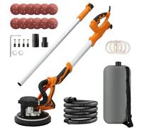 Drywall Sander,1250W Electric Drywall Sander with Vacuum Auto Dust Collection, xtension Handle,LED Light,12 Pcs Sanding Discs,5 Variable Speed,Variable Speed 800-1800RPM Power Wall Sander