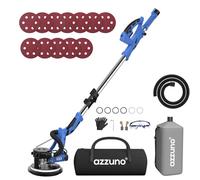 Drywall Sander with Vacuum Dust Collector, AZZUNO 12A Popcorn Ceiling Removal Tool with 5 Variable Speed 800-1900RPM, LED Light, Foldable & Extendable Handle, 12pcs Sanding Discs