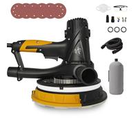 Drywall Sander with Vacuum & LED,710W Variable Speed,180mm 8 Hole Pad | 1200-2700RPM, 95% Dust-Free Sanding ,360° Rotating Head, Near-Edge Sanding, 4M Cord, 6 Sandpapers