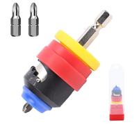 Drywall Screw Setter Adjustable Depth Magnetic Screwdriver Bit Holder with Limit Clutch for Deck Plywood Woodworking Veneer Panel Red 1/4 Inch Hex Shank Includes 3 Bits