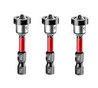 Drywall Screw Setter with Adjustable Depth Stop, PH2 Magnetic Positioning Screwdriver Bits, 1/4" Hex Shank 50mm Plasterboard Bit for Gypsum Board, Wood, Drywall Installation (3)