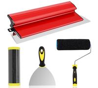 Drywall Skimming Blade, 3-in-1 Plastering Tools Kit, 40cm High Grade Smoothing Spatula + 9 inch Paint Roller + 5 inch Putty Knife, for Cement and Concrete Wall-Board Wall Plastering Tools