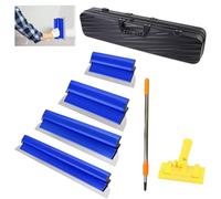 Drywall Skimming Blade Set with Transport Case, 25+40+60+80cm Stainless Steel Blades + Aluminum Extension Pole + Adjustable Angle Holder, Surface Spatula Set for Smoothing Finishing