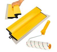 Drywall Skimming Blade Smoothing Spatula Plastering Wall Plastering Tools, High Grade Drywall Skimming Blade for Plastering Yellow (16inch/40cm with Paint Roller Cover)