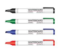 Drywipe Markers Chisel Tip Whiteboard markers Red Blue Green Black 4 x Markers, 1 pack