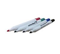 Drywipe Markers Set, 4 Pack, Green, Black, Red, Blue Whiteboard Pens
