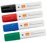 Nobo Glide Drywipe Whiteboard Pens, 10 mm Large Chisel Tip, Pack of 4, 1915393, Coloured