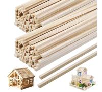Dryxog 100Pcs 4x4x300mm Square Balsa Wood Sticks, Unfinished Natural Wooden Dowels for Crafts, Beading Strips Wood Trim, Ideal for DIY Art Projects, Model Making Woodworking