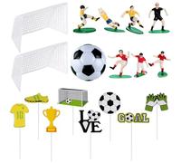 Dryxog 18Pcs Soccer Cake Toppers Set, Premium Football Cake Decorations with Adhesive Dots, Cute Soccer Topper for Football Fan, Ideal Sports Theme Party Cupcake Decor for Birthday Game Day Celebratio