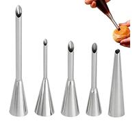 Dryxog 6Pcs Piping Nozzles, Piping Nozzles Set, Stainless Steel Puff Filling Tips, Jam Cream Injector for Puff, Eclair, Donut Pastry Decorating, Ideal for Home Baking Professional Cookie Making