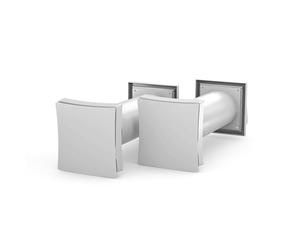 Dryzone 2x Telescopic Passive Wall Intake Vent Grille Kit with Filter (100 mm, White) | Adjustable Airflow | Condensation & Mould Control | No Wiring | Up to 500 mm Duct