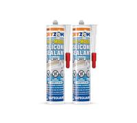 Dryzone Anti-Mould Premium Silicone Sealant (310 ml White) Waterproof Low-Odour, Low VOC Sealant for Bathroom and Kitchen (Pack of 2)
