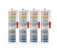 Dryzone Anti-Mould Premium Silicone Sealant Clear 310Ml X 4 Pack - Low-Odour, Low Voc For Bathroom, Kitchen, Window, Sink
