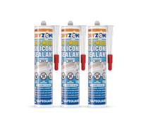 Dryzone Anti-Mould Premium Silicone Sealant White 310Ml X 3 Pack - Low-Odour, Low Voc For Bathroom, Kitchen, Window, Sink