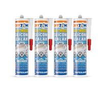 Dryzone Anti-Mould Premium Silicone Sealant White 310Ml X 4 Pack - Low-Odour, Low Voc For Bathroom, Kitchen, Window, Sink